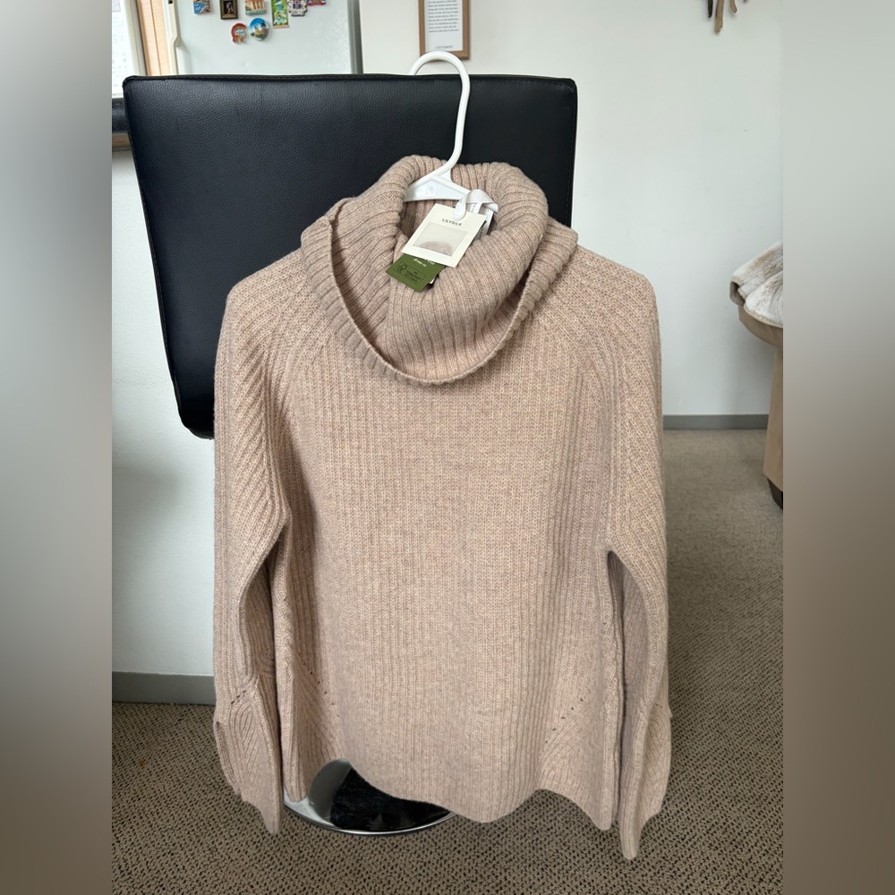 LILYSILK Oversized Merino Wool Sweater with Silt Sleeves
